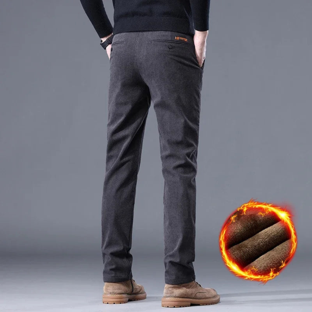 Corduroy Trousers for Men, Fleece-Lined | Winter | Dark Gray1
