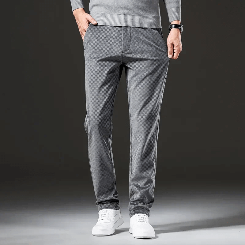 Corduroy Trousers for Men | High Waist, Checked | Gray1