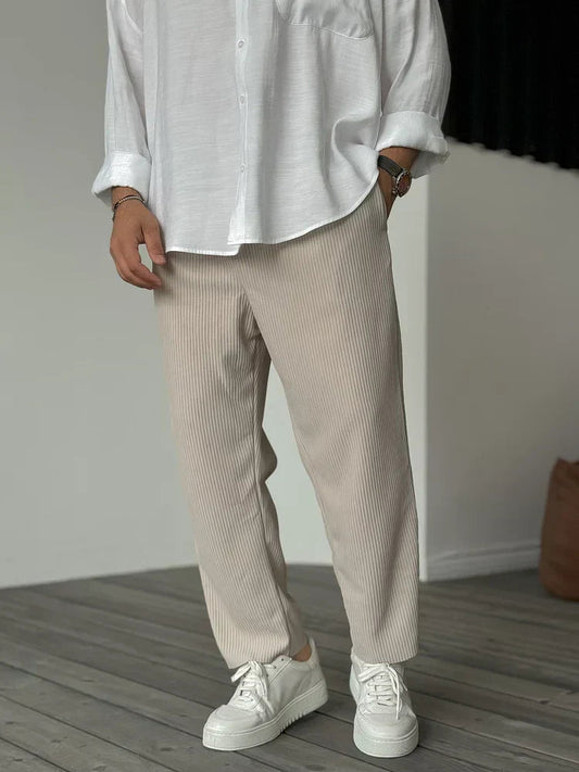 Corduroy  Trousers for Men, Loose Fit | Casual | Beige