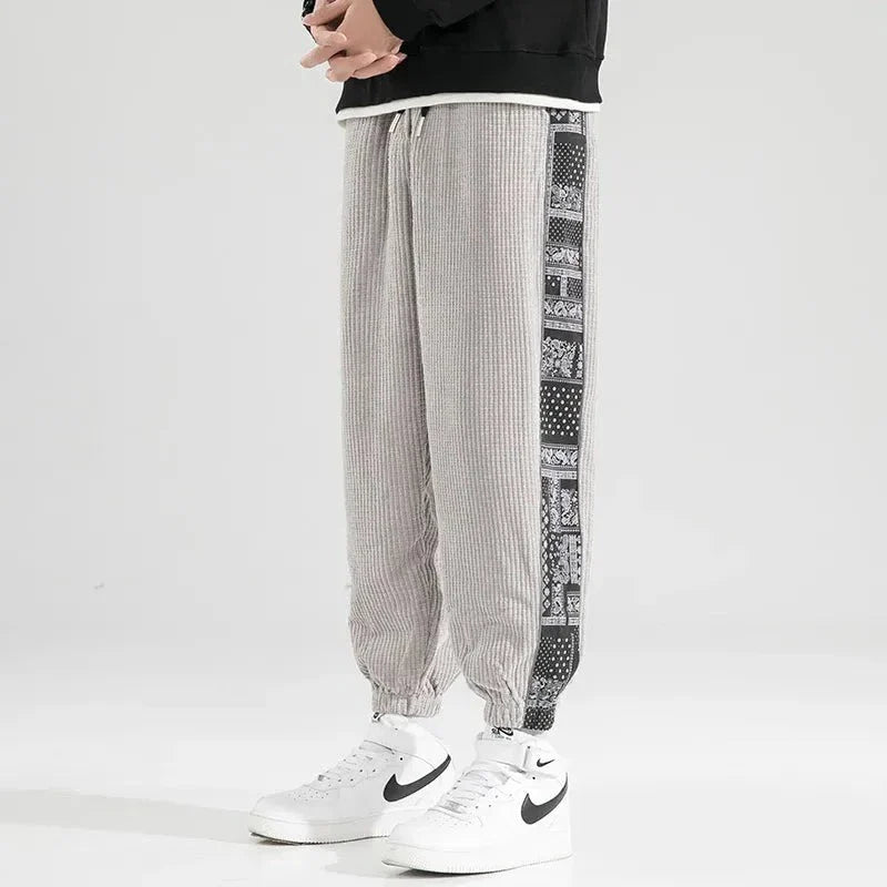 Corduroy Trousers for Men, Patterned Stripes | Jogger Style | Gray