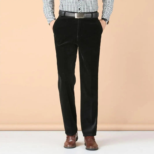 Corduroy Trousers for Men | Straight Leg, Business Casual | Black