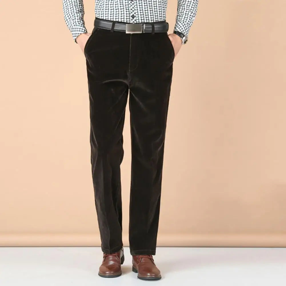 Corduroy Trousers for Men | Straight Leg, Business Casual | Dark Brown
