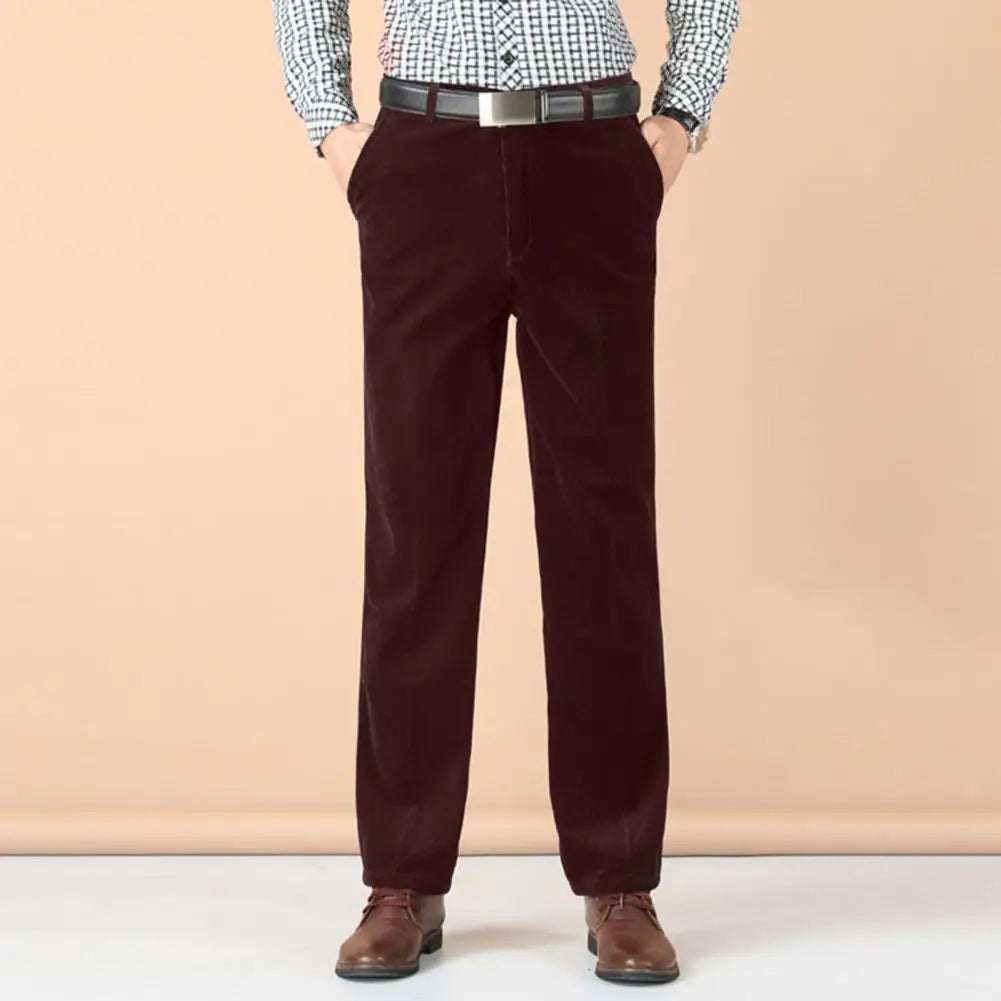 Corduroy Trousers for Men | Straight Leg, Business Casual |  Wine Red
