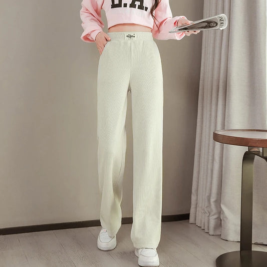 Corduroy Trousers for Women | High Waist | Apricot