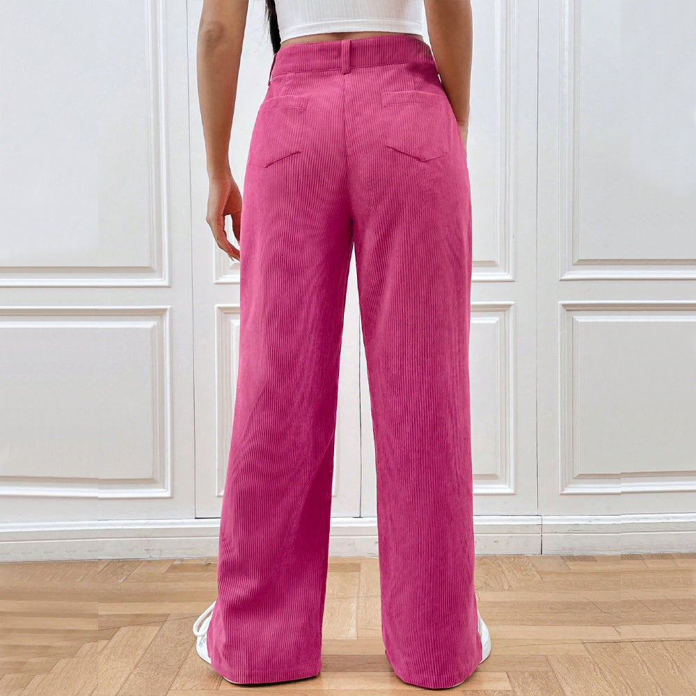  Corduroy Trousers for Women | Modern Fit, Wide Leg | Fuchsia2