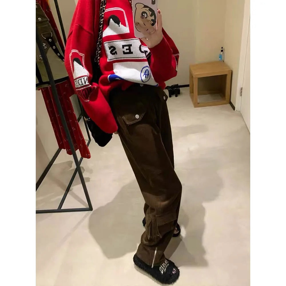 Corduroy Trousers for Women | Retro Style | Full Length | Brown