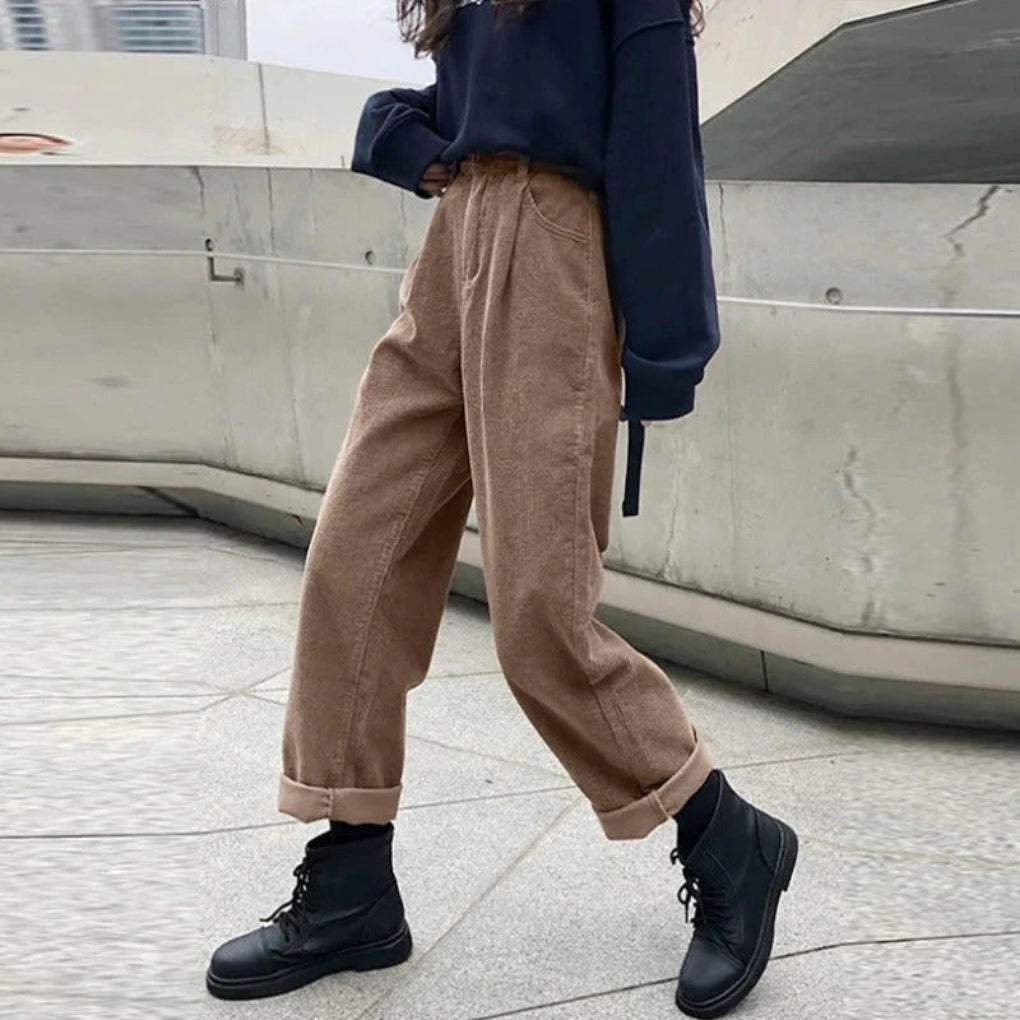 Corduroy Trousers for Women | Straight Leg | Brown