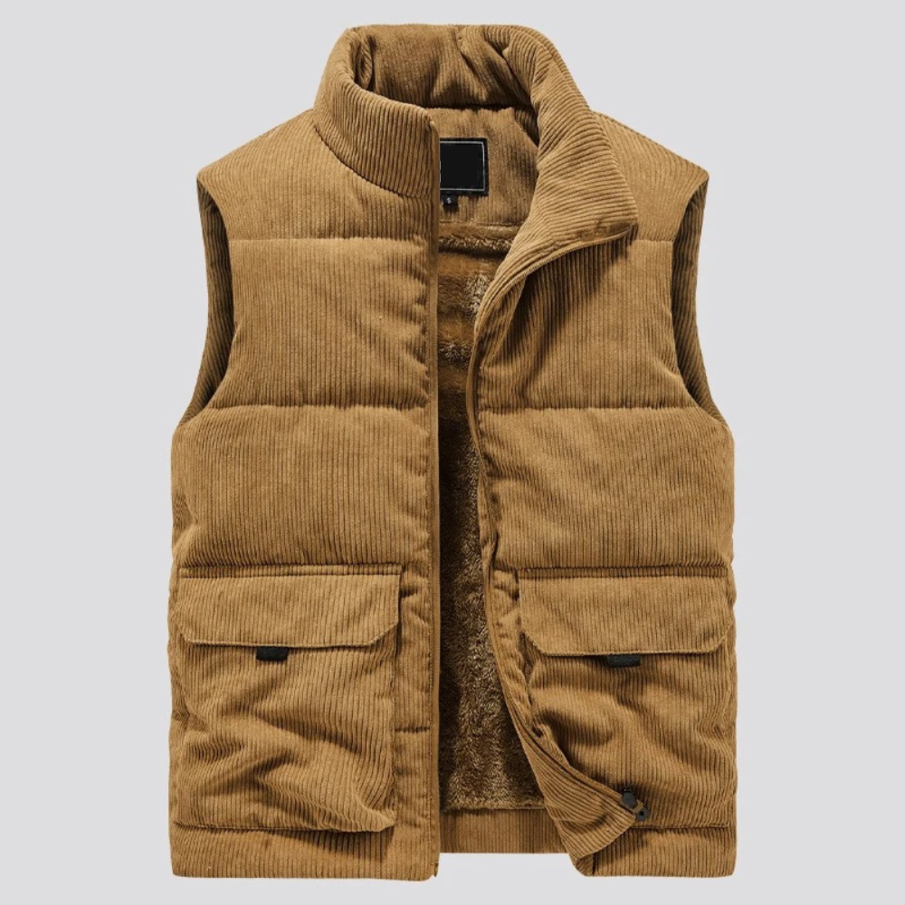 Corduroy Winter Vest for Men | Slim Fit | Khaki