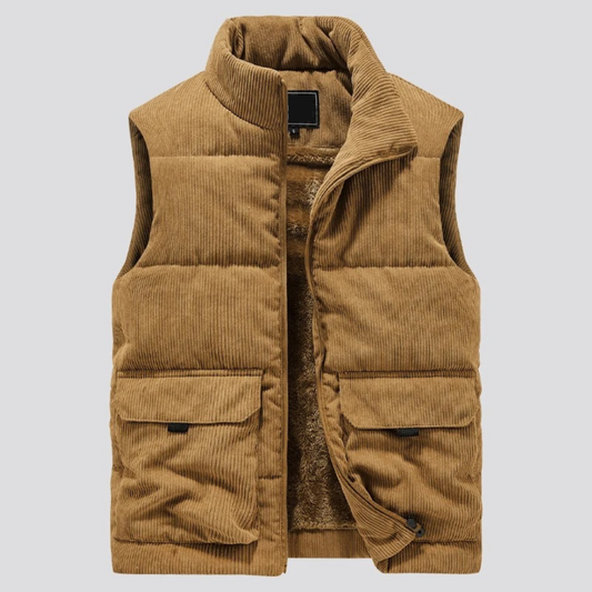 Corduroy Winter Vest for Men | Slim Fit | Khaki