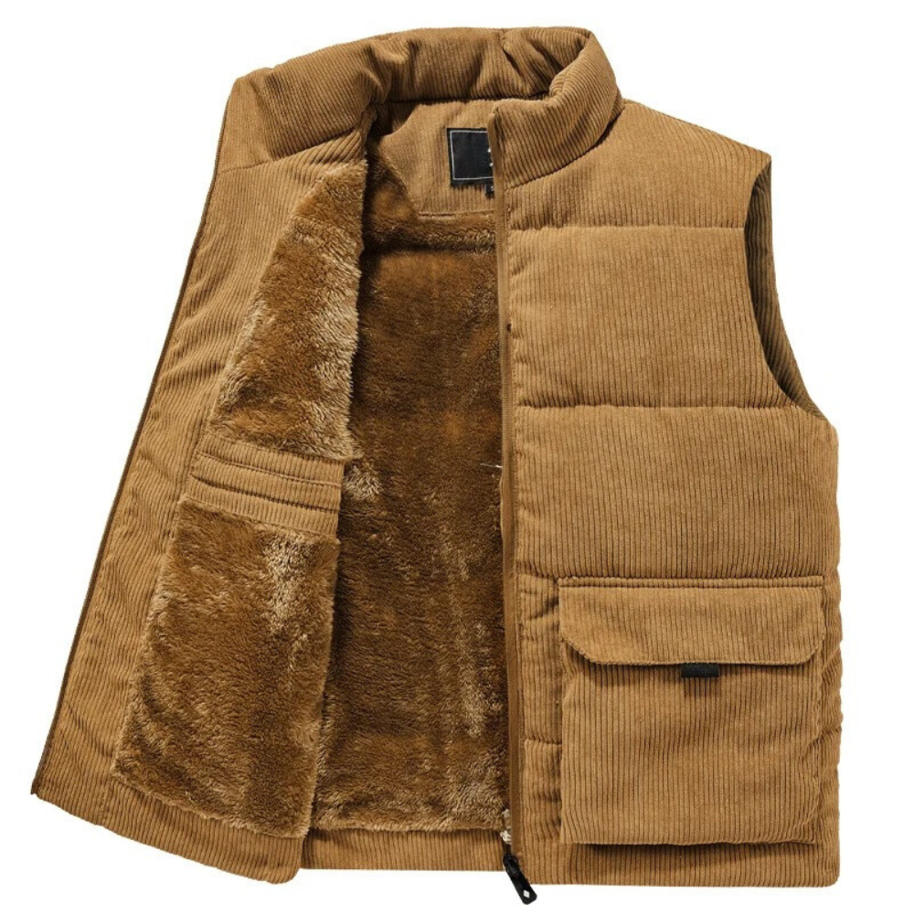 Corduroy Winter Vest for Men | Slim Fit | Khaki1