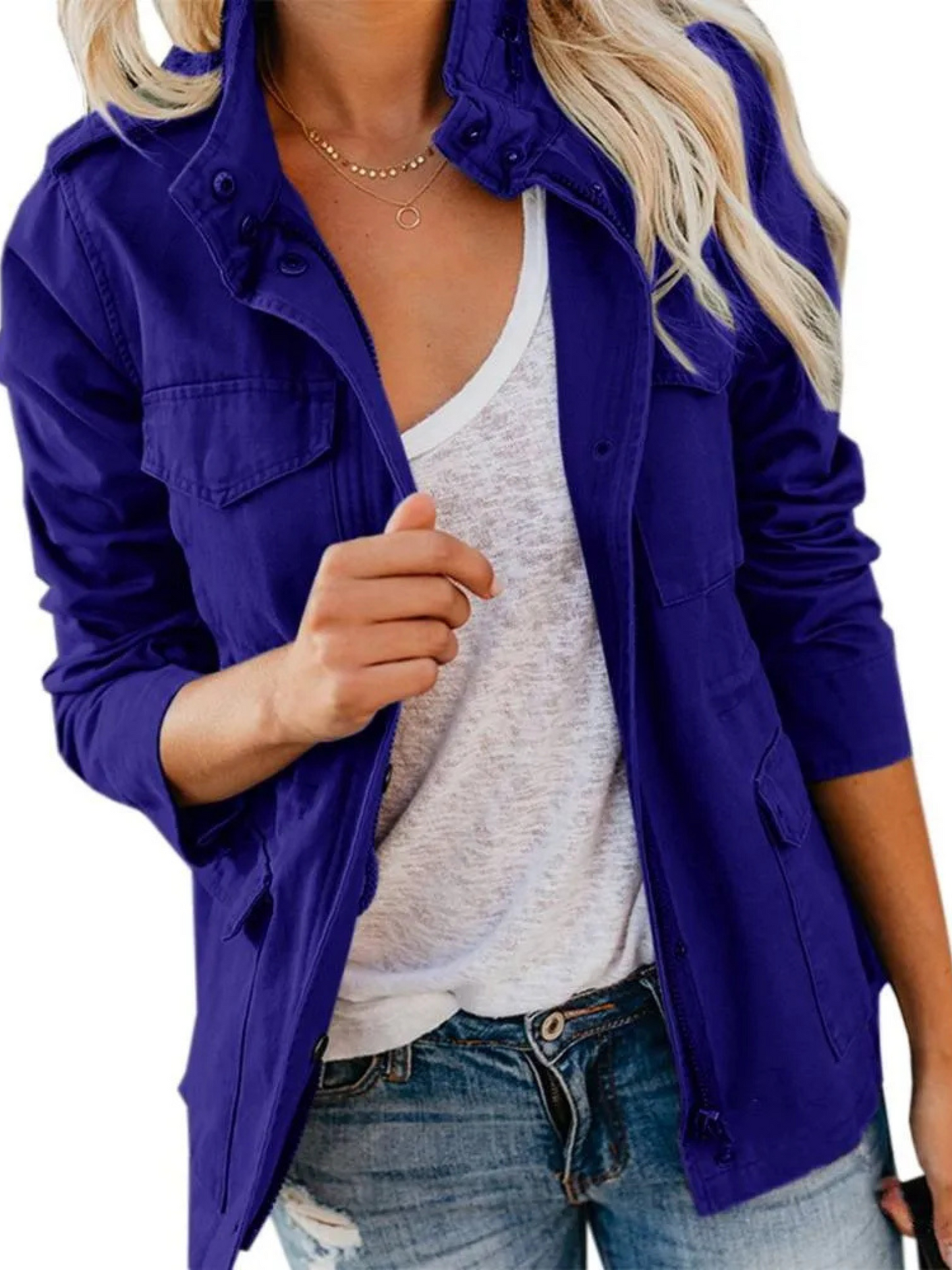 Cotton Blend Jacket for Women | Regular Fit | Purple