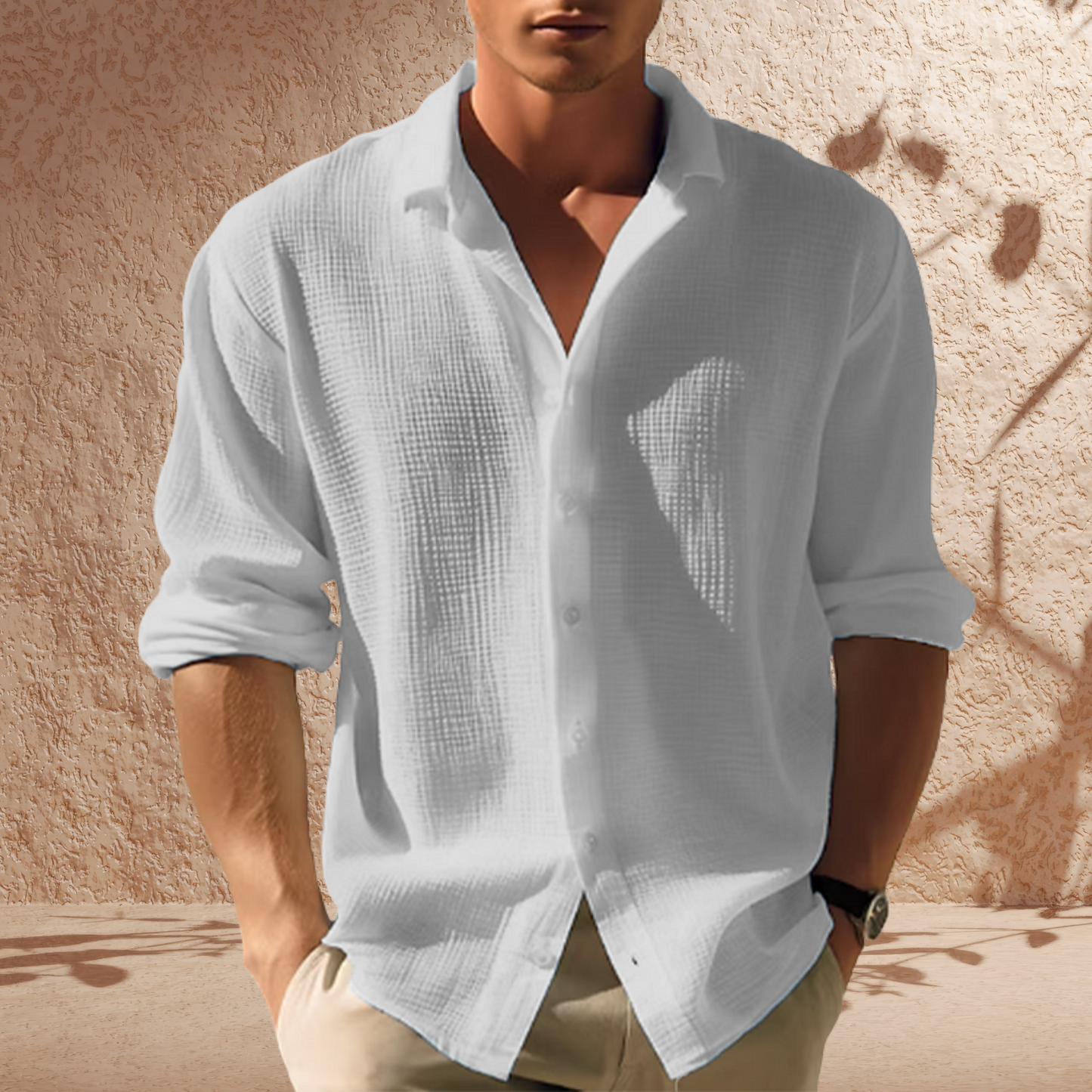 Cotton Blend Long Sleeve Shirt for Men – Casual and Classy | Gray