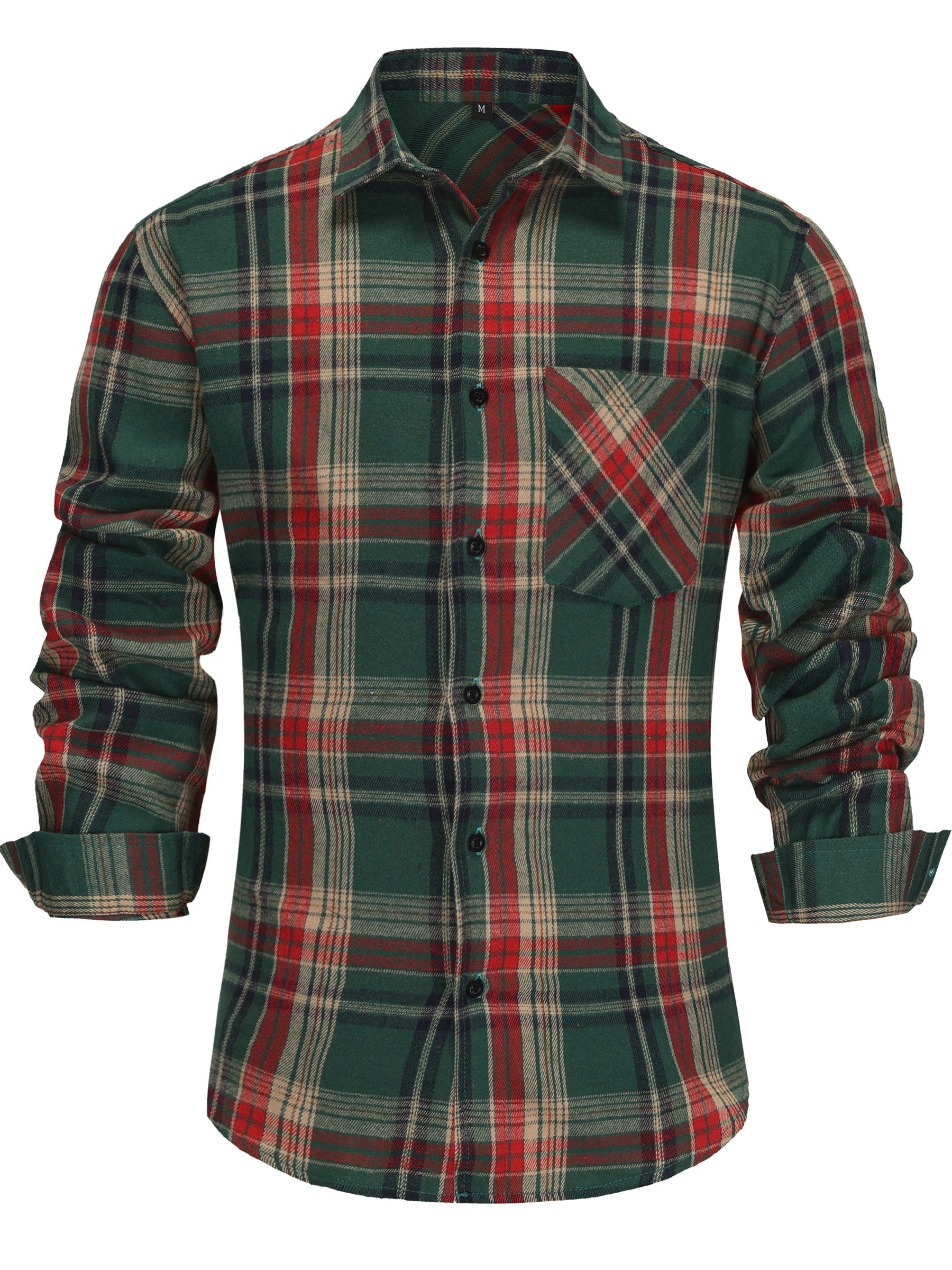 Cotton Long-Sleeve Shirt for Men | Classic Fit | Green