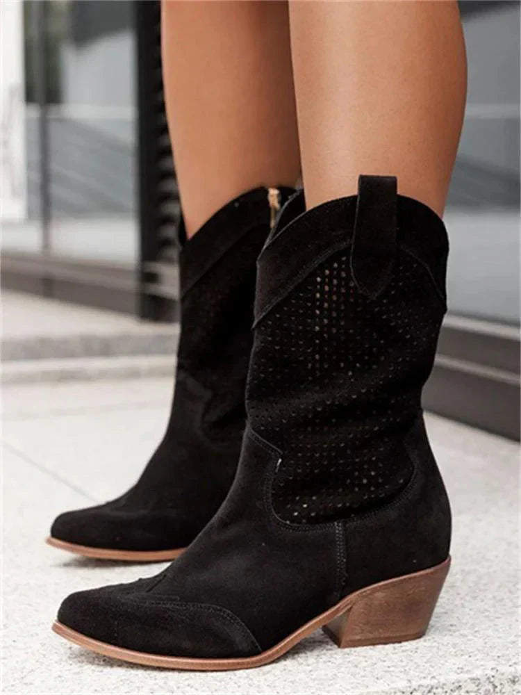 Cowboy Boots for Women | Breathable with Zipper | Black