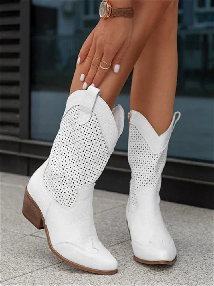 Cowboy Boots for Women | Breathable with Zipper | White