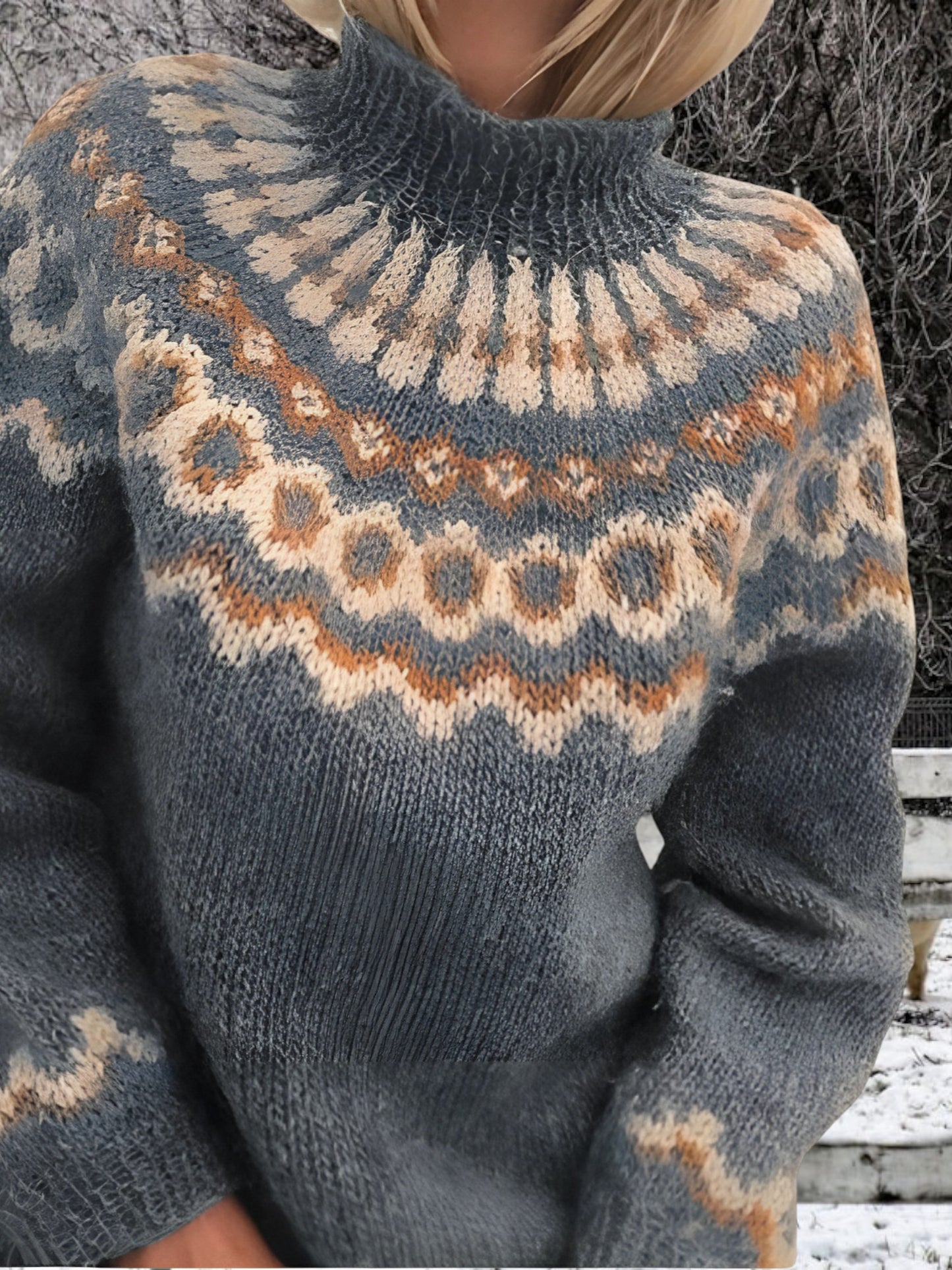 Cozy Knitted Sweater | Classic Patterns | Gray