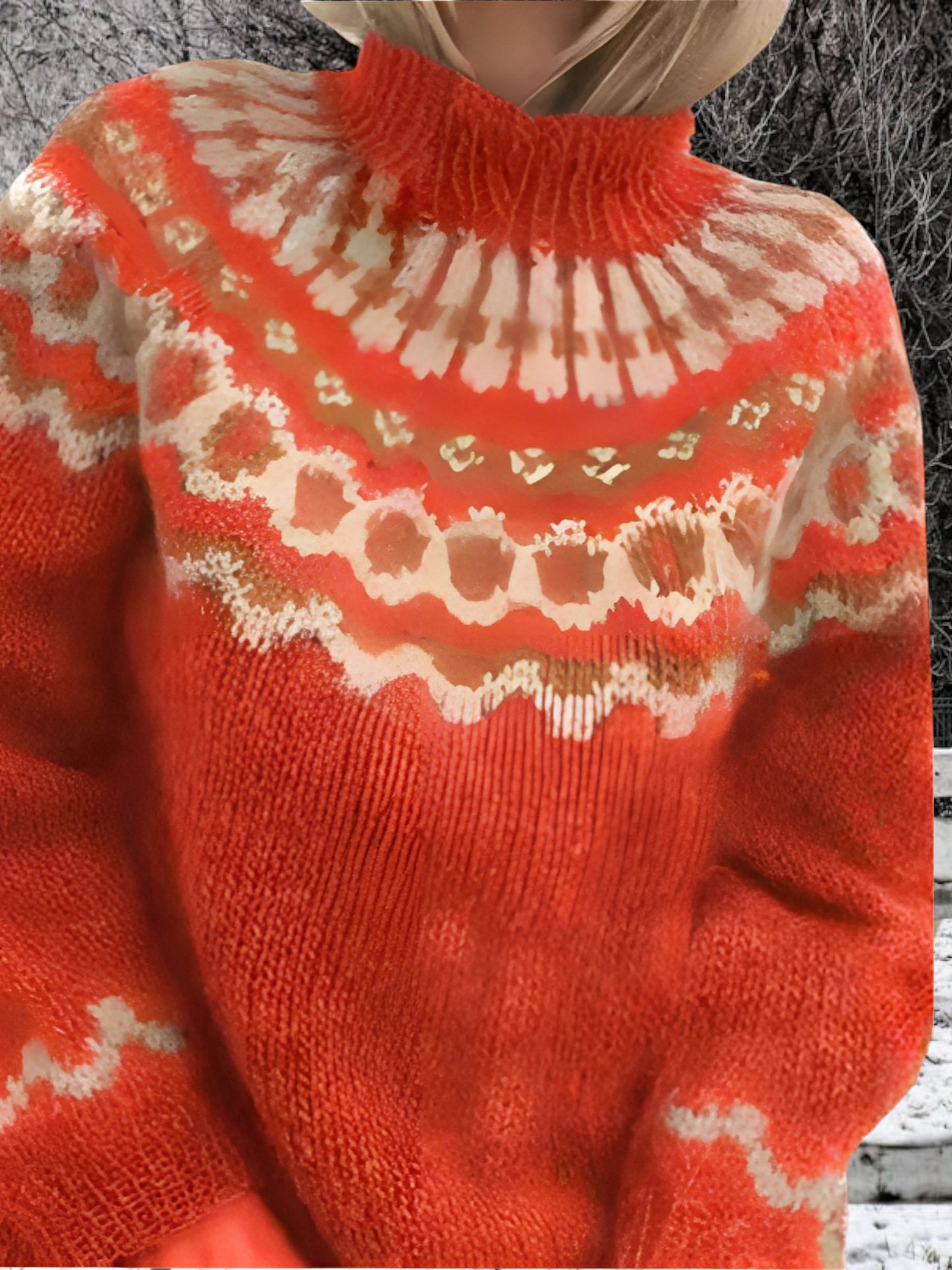 Cozy Knitted Sweater | Classic Patterns | Red