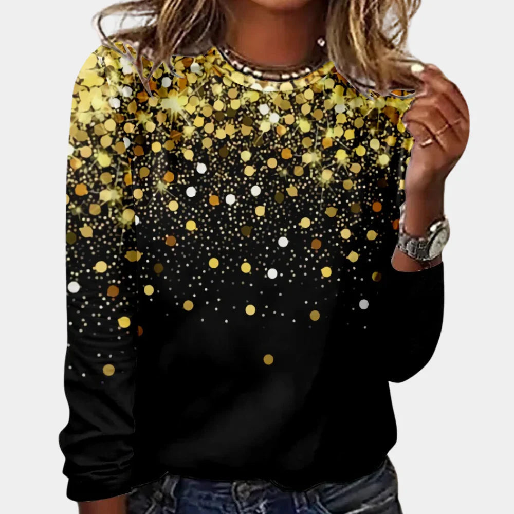Crew nick Long Sleeve Shirt for Women | Glitters Print | Yellow