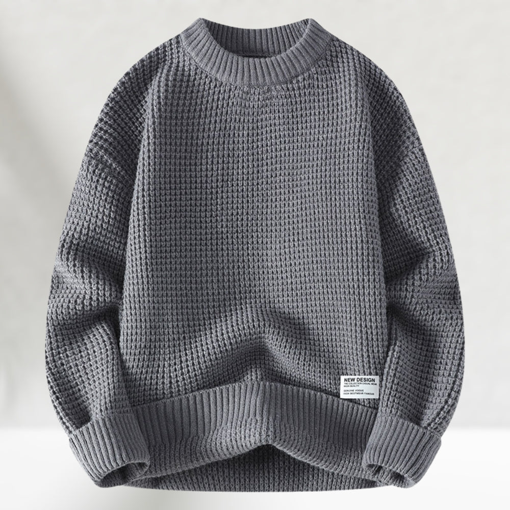 Crewneck Knitted Sweater for Men | Regular Length | Gray