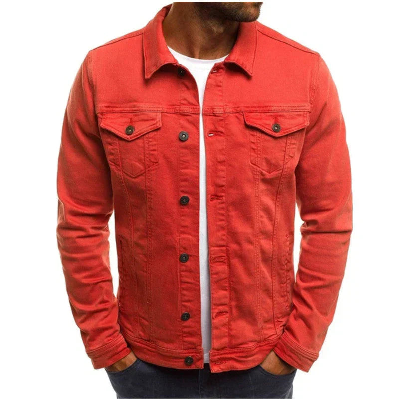 Denim Jacket for Men | Tailored Fit, Durable Denim | Red
