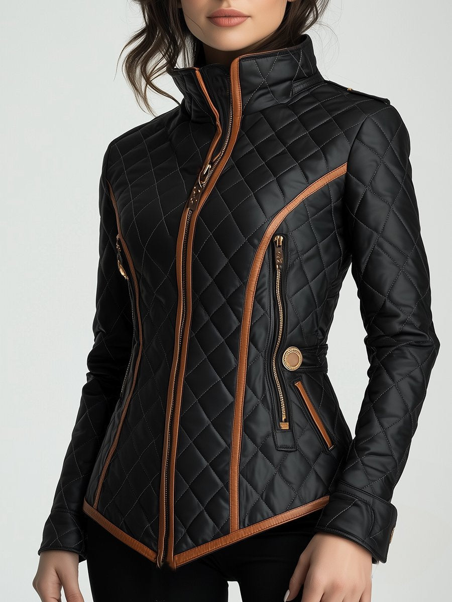 Diamond Quilted Jacket for Women | Winter | Black