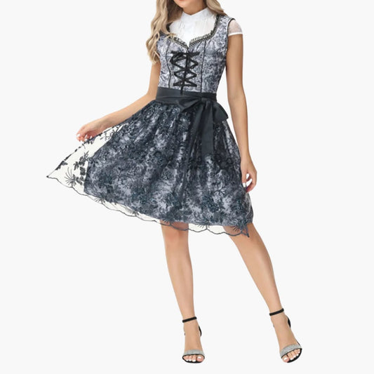 Dirndl Dress with Hook Closure | Square Neckline | Black