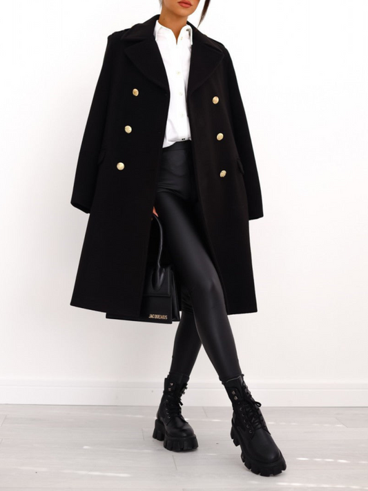 Double-Breasted Coat for Women | Winter | Black