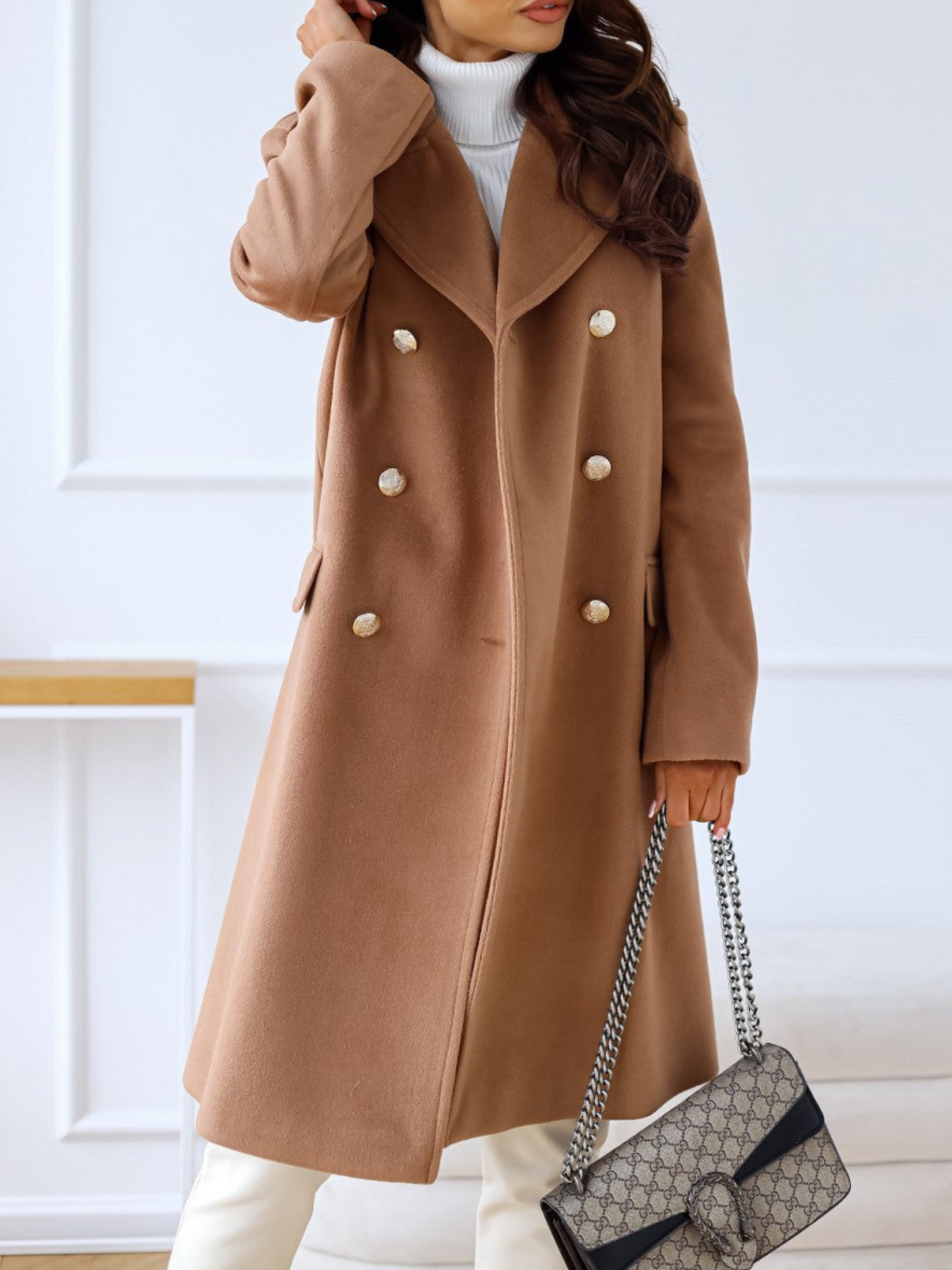 Double-Breasted Coat for Women | Winter | Brown