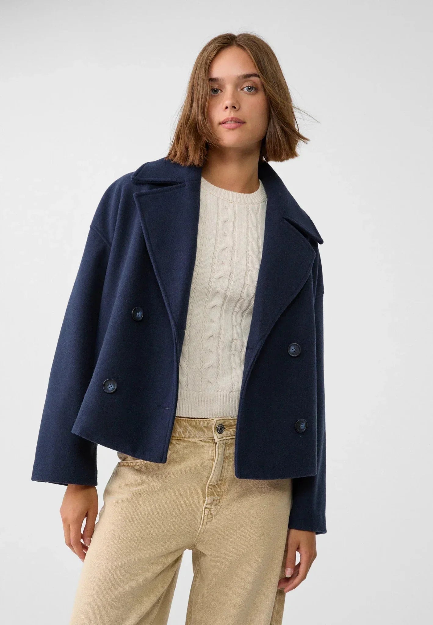 Double-Breasted Jacket for Women | Cropped Cut | Marine blue