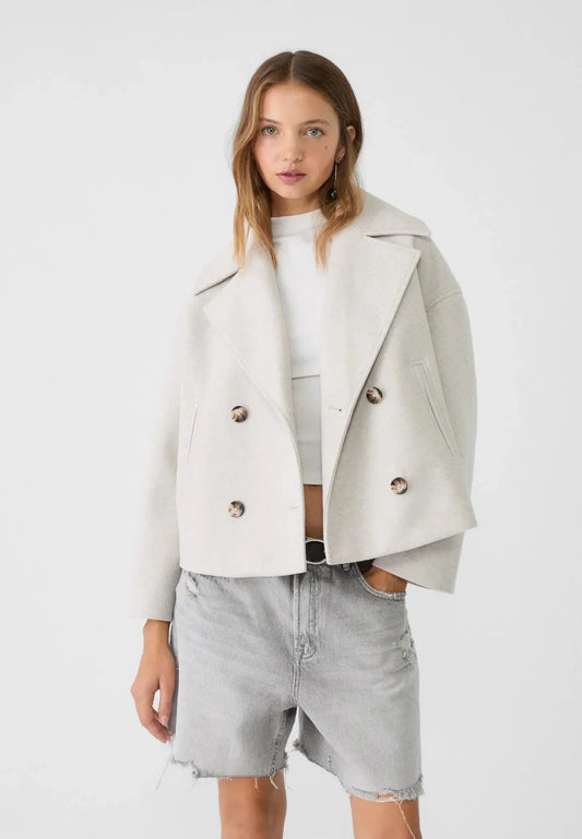Double-Breasted Jacket for Women | Cropped Cut | White