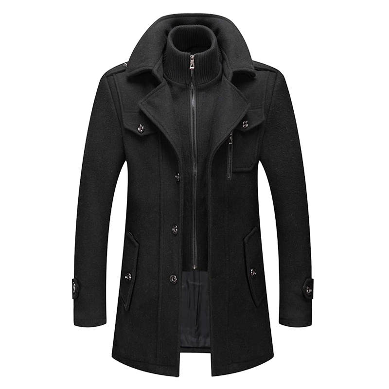 Double Closure Coat for Men | Regular Fit | Black