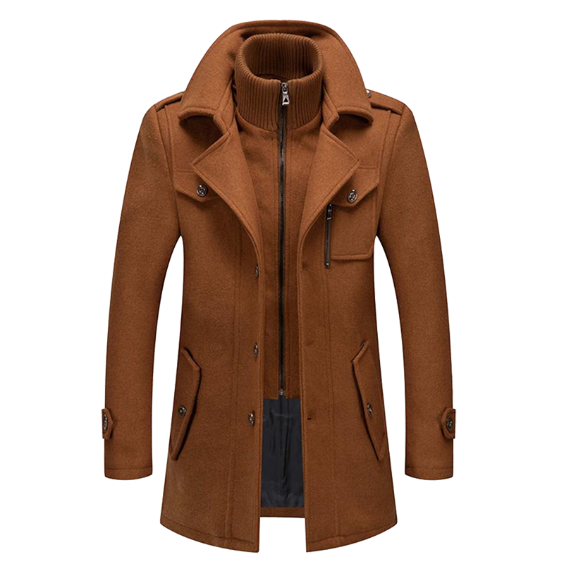 Double Closure Coat for Men | Regular Fit | Brown