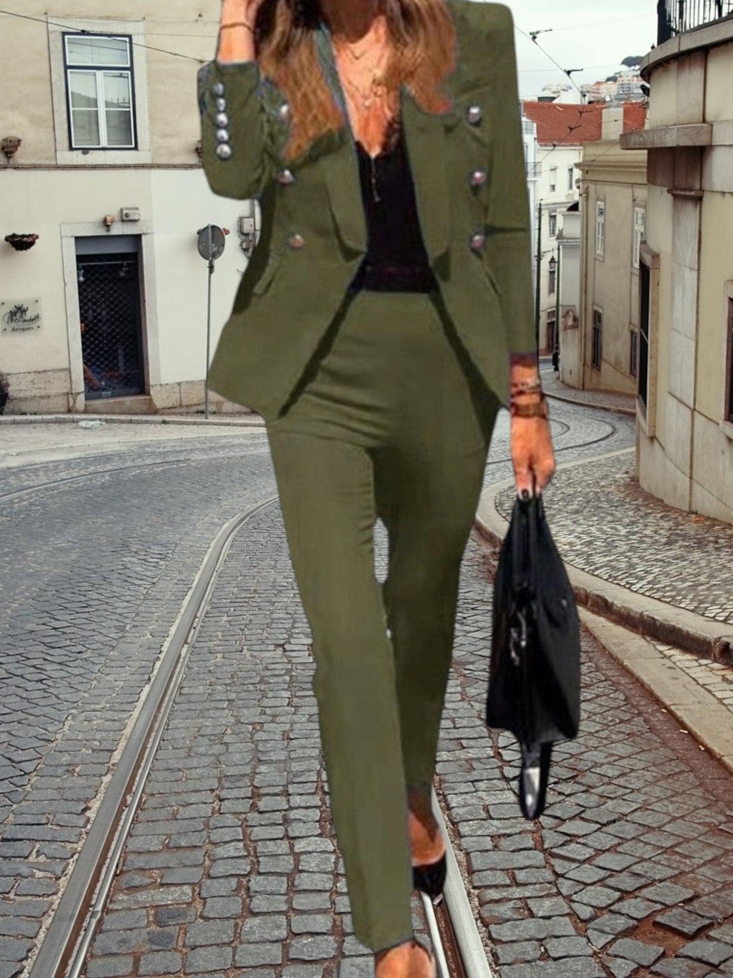 Elegant Blazer and Trousers Set | Green