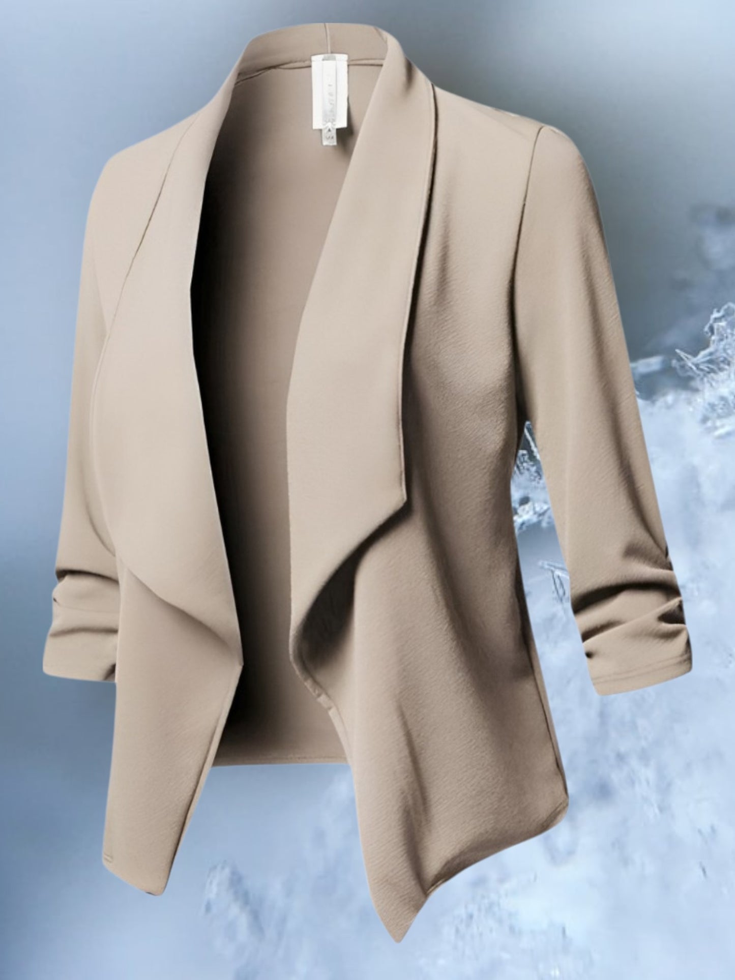 Elegant Slim Fit Blazer for Women with Long Sleeves and Curvy Design | Beige