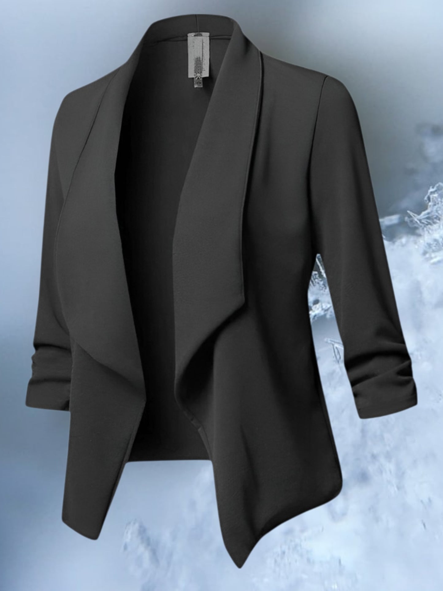 Elegant Slim Fit Blazer for Women with Long Sleeves and Curvy Design | Black