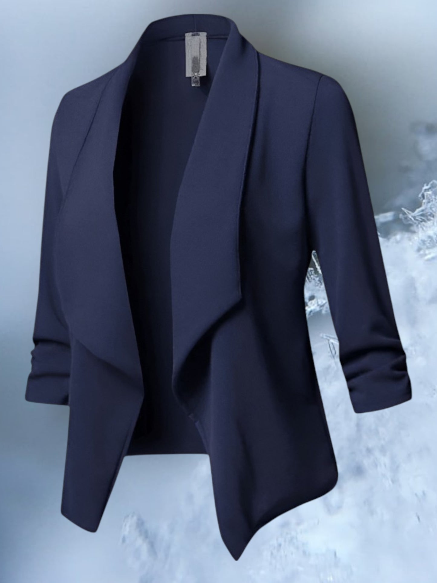 Elegant Slim Fit Blazer for Women with Long Sleeves and Curvy Design | Navy Blue