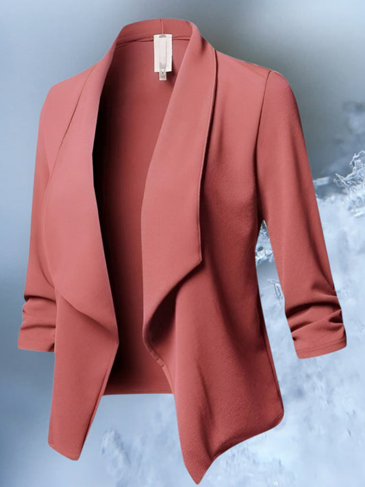 Elegant Slim Fit Blazer for Women with Long Sleeves and Curvy Design | Pink