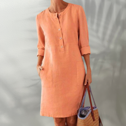 Elegant Women's Lightweight Breathable Summer Dress with Flowy Silhouette | Orange