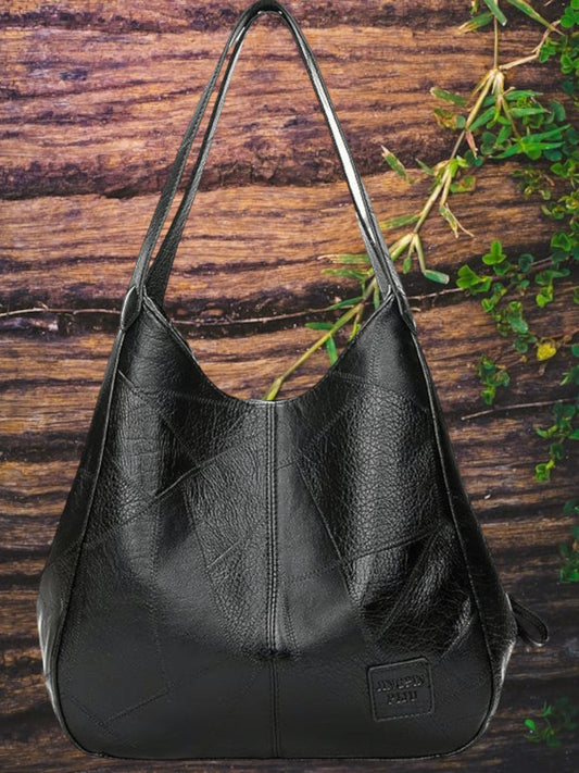 Elin | Timeless Vintage Leather Tote Bag with Spacious Interior and Sturdy Handles | Black