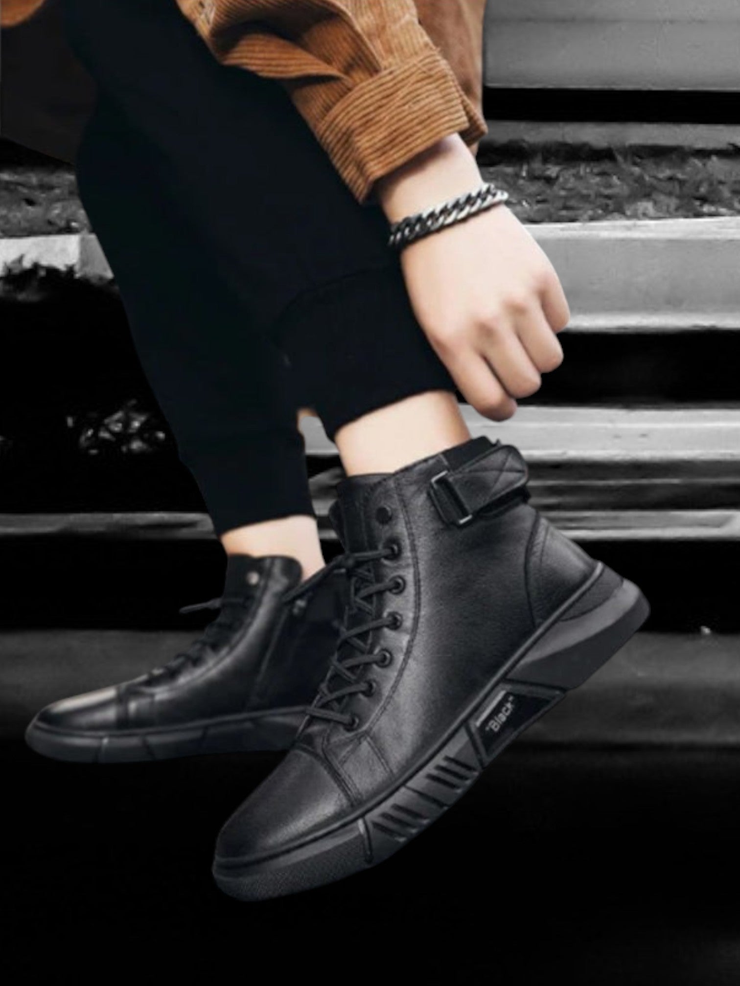 Emman | Stylish Black Leather Loafers with Soft Sole and Durable Rubber Outsole | Black 4