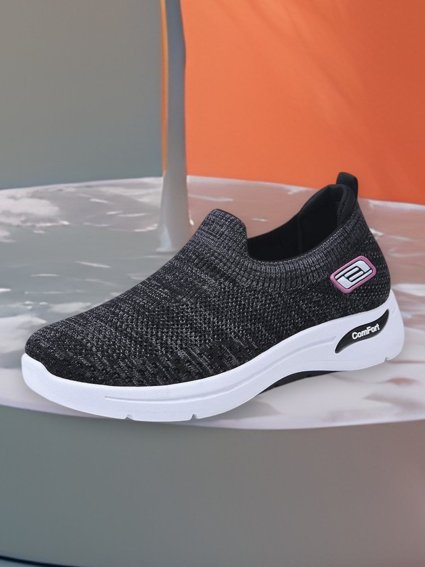 Famke | Orthopedic Cushion Sneakers with Arch Support and Breathable Mesh for Comfortable Fit | Black