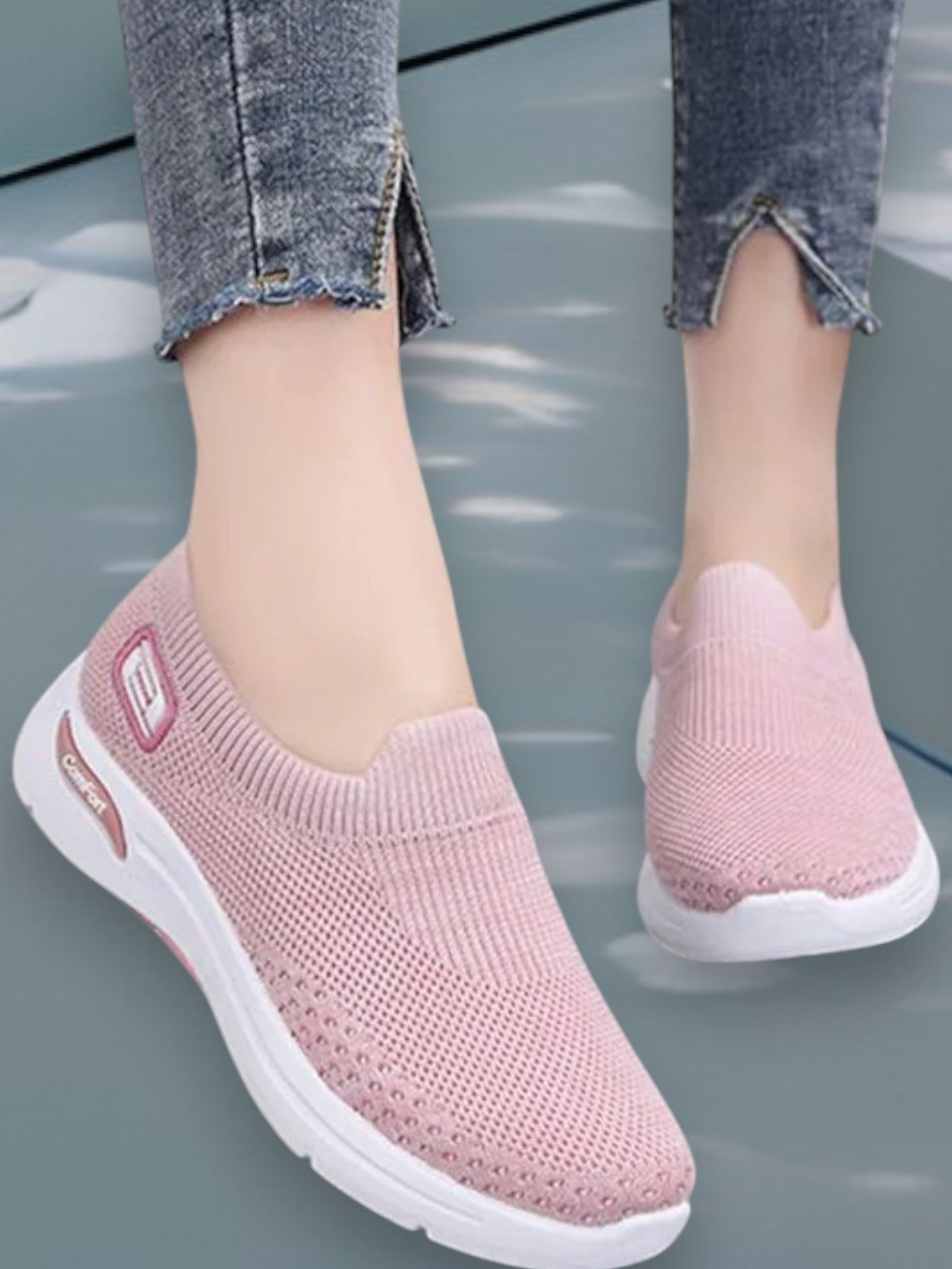 Famke | Orthopedic Cushion Sneakers with Arch Support and Breathable Mesh for Comfortable Fit | Pink 2