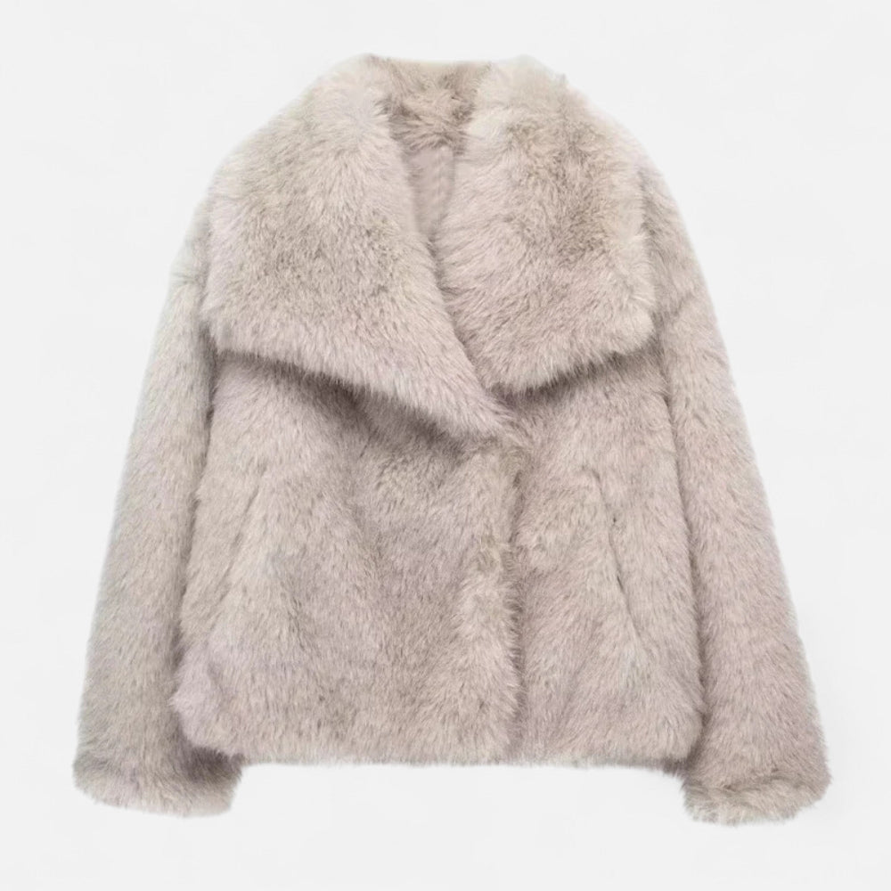 Faux Fur Winter Coat for Women | Insulating Design | Apricot