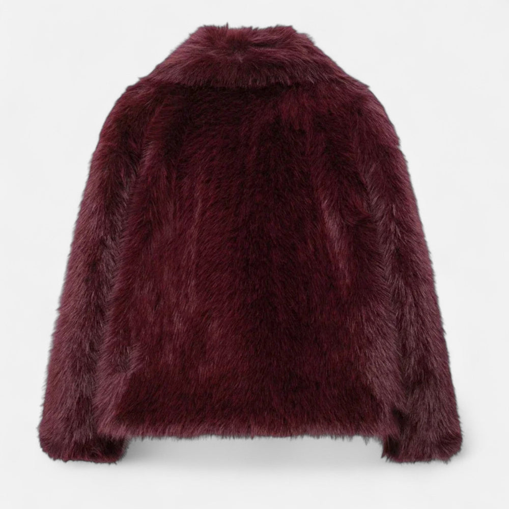 Faux Fur Winter Coat for Women | Insulating Design | Burgundy1