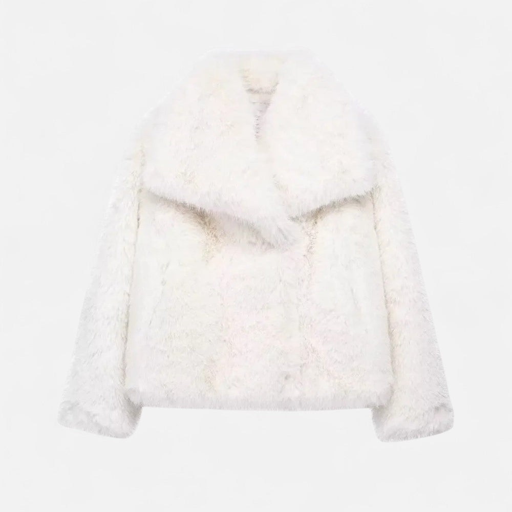 Faux Fur Winter Coat for Women | Insulating Design | White