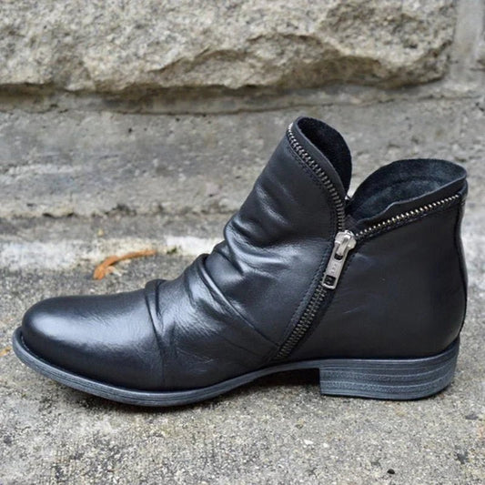 Faux Leather Chelsea Boots | Zipped Design | Black