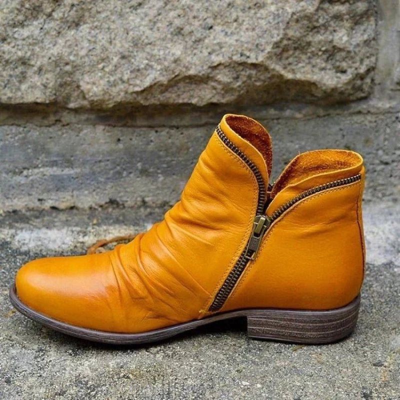 Faux Leather Chelsea Boots | Zipped Design | Orange