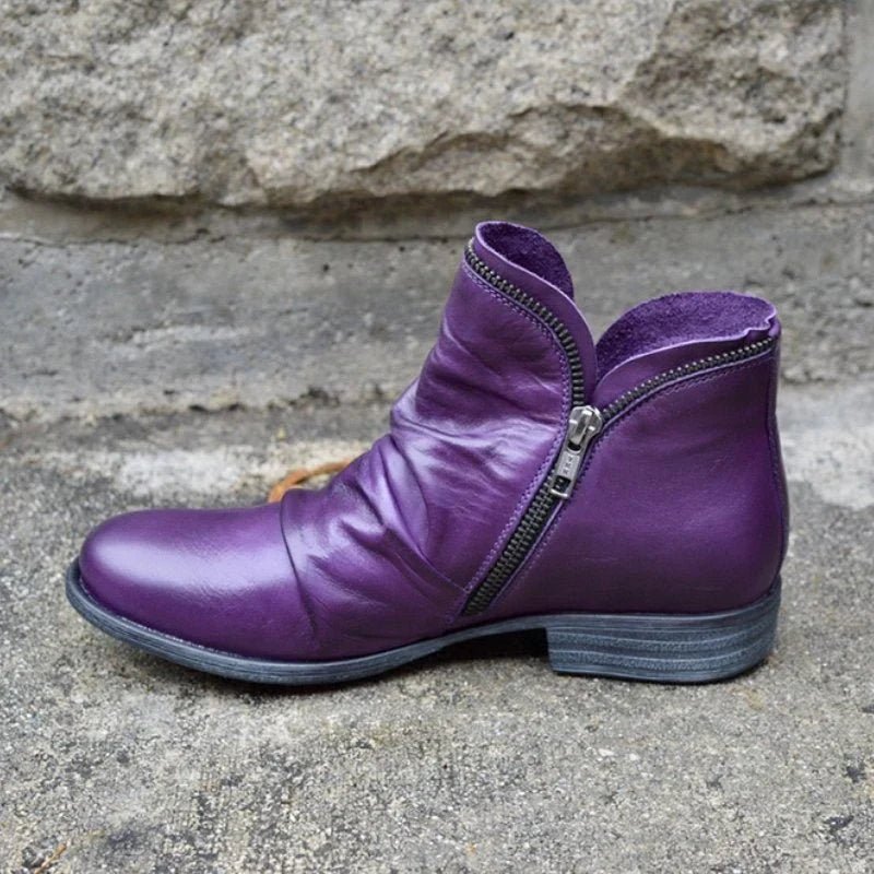 Faux Leather Chelsea Boots | Zipped Design | Purple