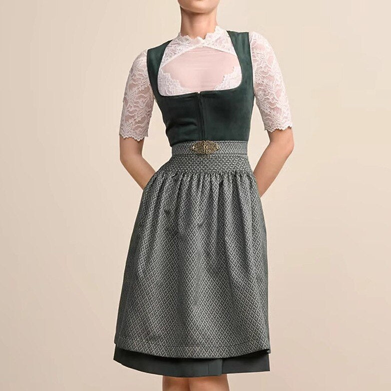 Figure-Hugging Midi Dirndl Dress | Oktoberfest Outfit | Green