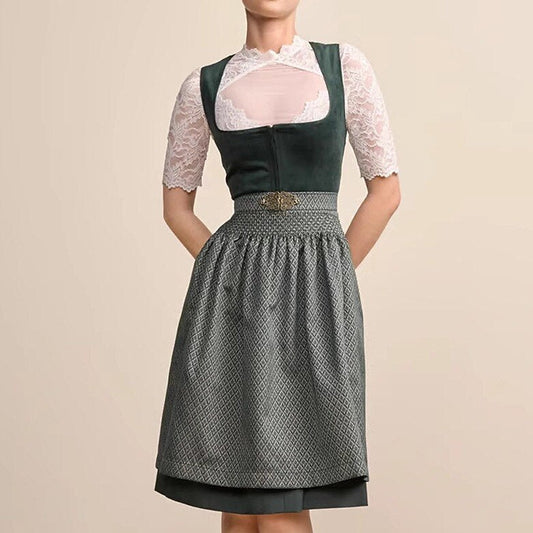 Figure-Hugging Midi Dirndl Dress | Oktoberfest Outfit | Green